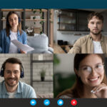 Screen view group video call, team brainstorming, negotiating online